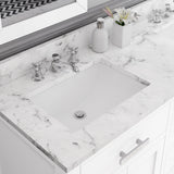 Water Creation | 60 Inch Pure White Double Sink Bathroom Vanity With Matching Framed Mirror And Faucet From The Madison Collection | MS60CW01PW-R60BX0901