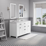 Water Creation | 60 Inch Pure White Double Sink Bathroom Vanity With 2 Matching Framed Mirrors From The Madison Collection | MS60CW01PW-R21000000