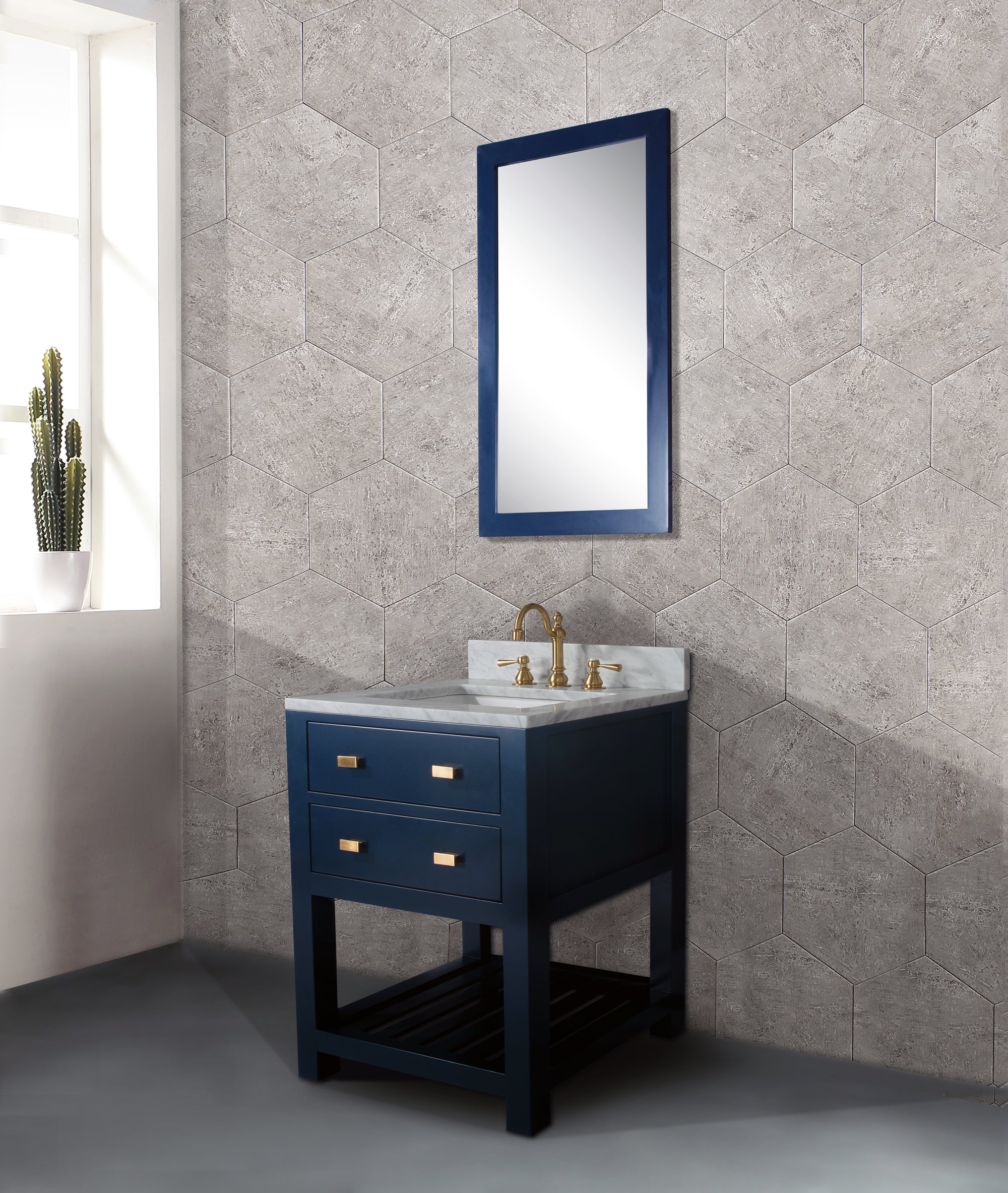 Water Creation | 24 Inch Monarch Blue Single Sink Bathroom Vanity From The Madalyn Collection | MA24CW06MB-000000000