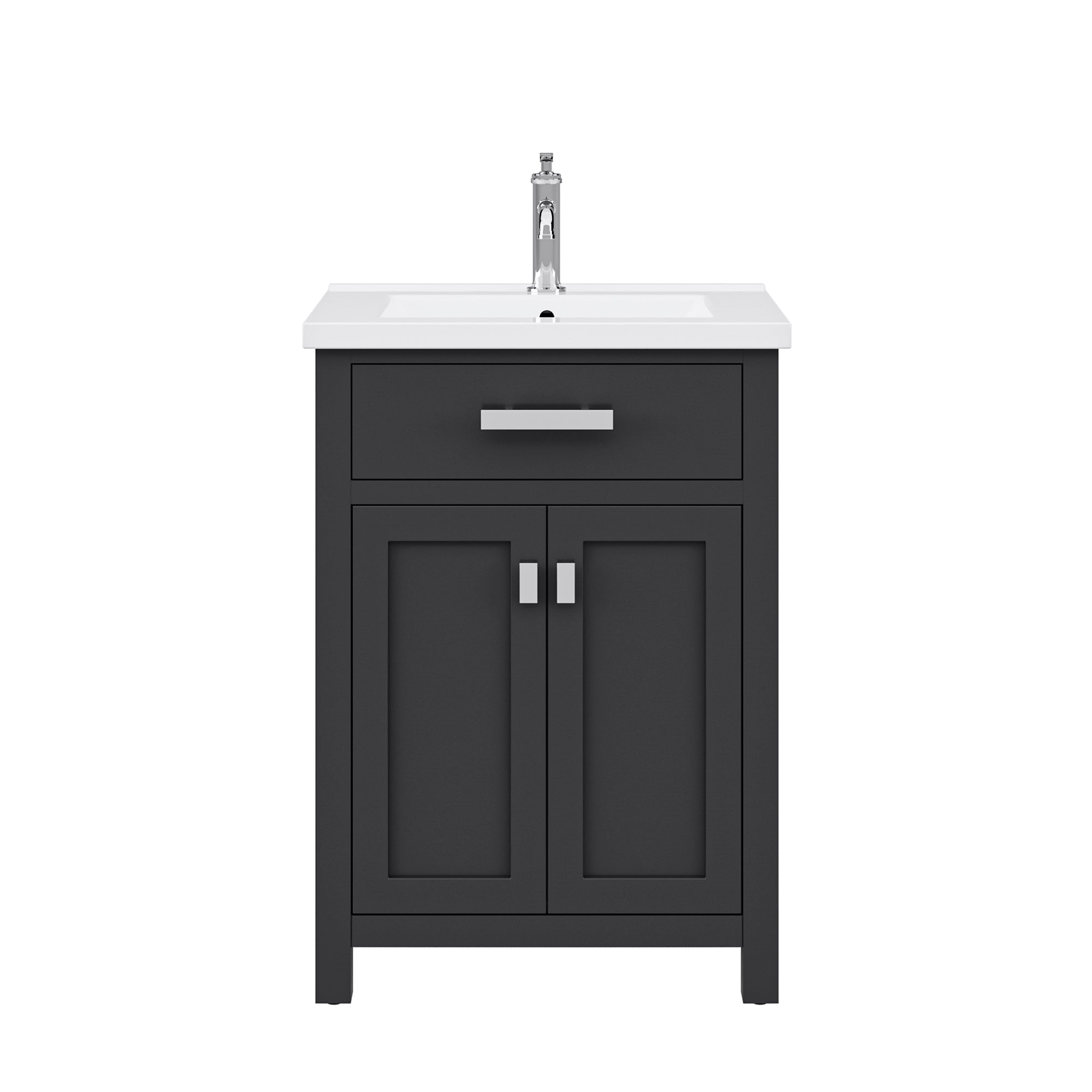 Water Creation | 24 Inch Espresso MDF Single Bowl Ceramics Top Vanity With Double Door From The MYRA Collection | MY24CR01ES-000000000