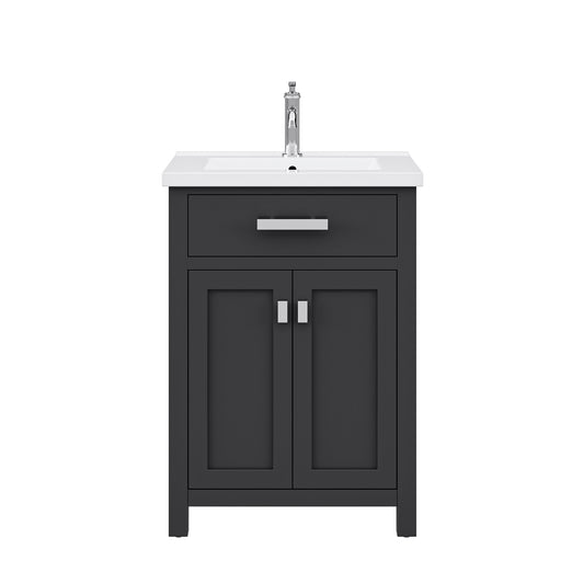 Water Creation | 24 Inch Espresso MDF Single Bowl Ceramics Top Vanity With Double Door From The MYRA Collection | MY24CR01ES-000000000