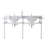 Water Creation | Empire 72 Inch Wide Double Wash Stand, P-Trap, Counter Top with Basin, and F2-0012 Faucet included in Chrome Finish | EP72D-0112