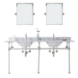Water Creation | Empire 72 Inch Wide Double Wash Stand, P-Trap, Counter Top with Basin, F2-0012 Faucet and Mirror included in Polished Nickel (PVD) Finish | EP72E-0512