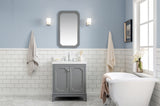 Water Creation | Queen 30-Inch Single Sink Quartz Carrara Vanity In Cashmere Grey With Matching Mirror(s) and F2-0012-01-TL Lavatory Faucet(s) | QU30QZ01CG-Q21TL1201