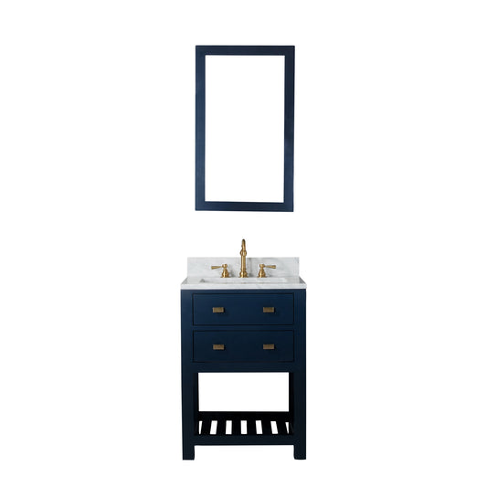 Water Creation | 24 Inch Monarch Blue Single Sink Bathroom Vanity With F2-0012 Satin Gold Faucet And Mirror From The Madalyn Collection | MA24CW06MB-R21TL1206