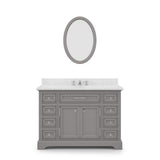 Water Creation | 48 Inch Cashmere Grey Single Sink Bathroom Vanity With Matching Framed Mirror And Faucet From The Derby Collection | DE48CW01CG-O24BX0901