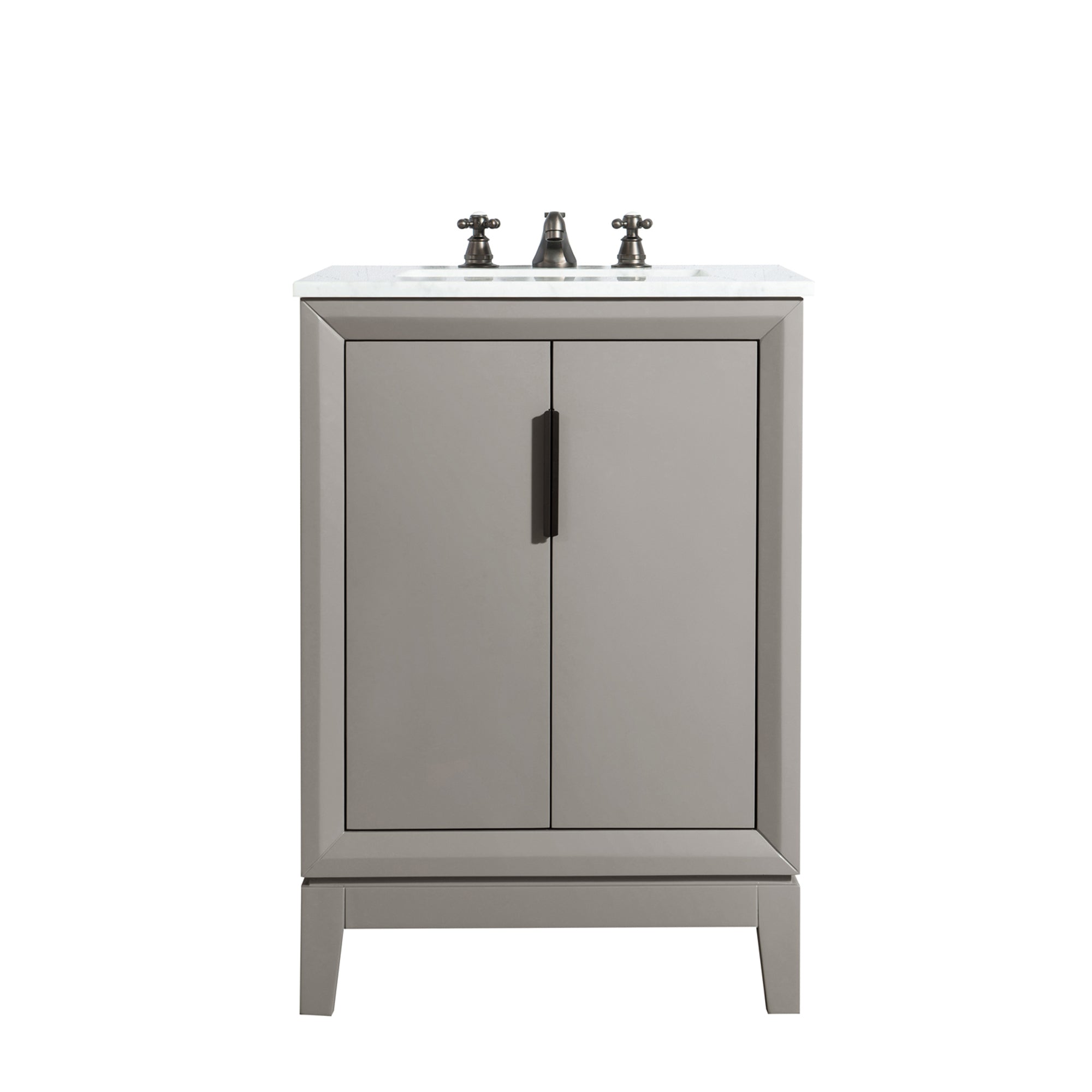 Water Creation | Elizabeth 24-Inch Single Sink Carrara White Marble Vanity In Cashmere Grey  | EL24CW03CG-000000000