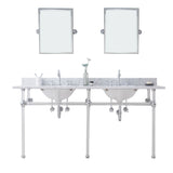 Water Creation | Empire 72 Inch Wide Double Wash Stand, P-Trap, Counter Top with Basin, F2-0012 Faucet and Mirror included in Chrome Finish | EP72E-0112