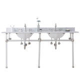 Water Creation | Empire 72 Inch Wide Double Wash Stand, P-Trap, Counter Top with Basin, and F2-0012 Faucet included in Polished Nickel (PVD) Finish | EP72D-0512