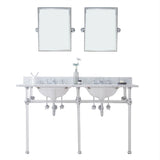 Water Creation | Empire 60 Inch Wide Double Wash Stand, P-Trap, Counter Top with Basin, F2-0009 Faucet and Mirror included in Chrome Finish | EP60E-0109