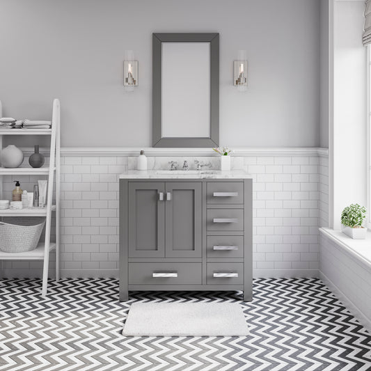 Water Creation | 36 Inch Wide Cashmere Grey Single Sink Bathroom Vanity With Faucets From The Madison Collection | MS36CW01CG-000BX0901