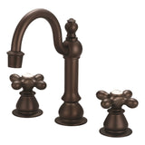 Water Creation | American 20th Century Classic Widespread Lavatory F2-0012 Faucets With Pop-Up Drain in Oil-rubbed Bronze Finish With Metal Cross Handles, Hot And Cold Labels Included | F2-0012-03-AX