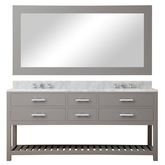 Water Creation | 72 Inch Cashmere Grey Double Sink Bathroom Vanity With Matching Large Framed Mirror From The Madalyn Collection | MA72CW01CG-R72000000