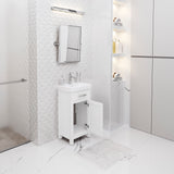 Water Creation | 18 Inch Pure White MDF Single Bowl Ceramics Top Vanity With Single Door From The MIA Collection | MI18CR01PW-000000000
