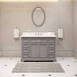 Water Creation | 48 Inch Cashmere Grey Single Sink Bathroom Vanity With Faucet From The Derby Collection | DE48CW01CG-000BX0901