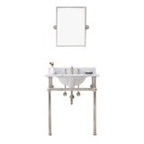 Water Creation | Embassy 30 Inch Wide Single Wash Stand, P-Trap, Counter Top with Basin, F2-0013 Faucet and Mirror included in Polished Nickel (PVD) Finish | EB30E-0513