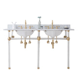 Water Creation | Empire 60 Inch Wide Double Wash Stand, P-Trap, Counter Top with Basin, and F2-0012 Faucet included in Satin Gold Finish | EP60D-0612