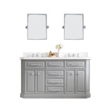 Water Creation | 60" Palace Collection Quartz Carrara Cashmere Grey Bathroom Vanity Set With Hardware, Mirror in Chrome Finish | PA60QZ01CG-E18000000