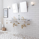 Water Creation | Empire 60 Inch Wide Double Wash Stand, P-Trap, Counter Top with Basin, F2-0012 Faucet and Mirror included in Satin Gold Finish | EP60E-0612