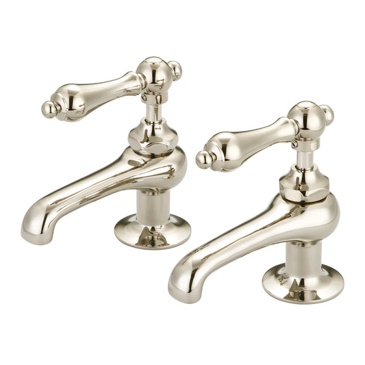 Water Creation | Vintage Classic Basin Cocks Lavatory Faucets in Polished Nickel (PVD) Finish With Metal Lever Handles Without Labels | F1-0003-05-AL