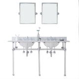 Water Creation | Empire 60 Inch Wide Double Wash Stand, P-Trap, Counter Top with Basin, F2-0013 Faucet and Mirror included in Chrome Finish | EP60E-0113