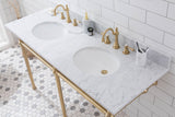 Water Creation | Embassy 60 Inch Wide Double Wash Stand, P-Trap, and Counter Top with Basin included in Satin Gold Finish | EB60C-0600