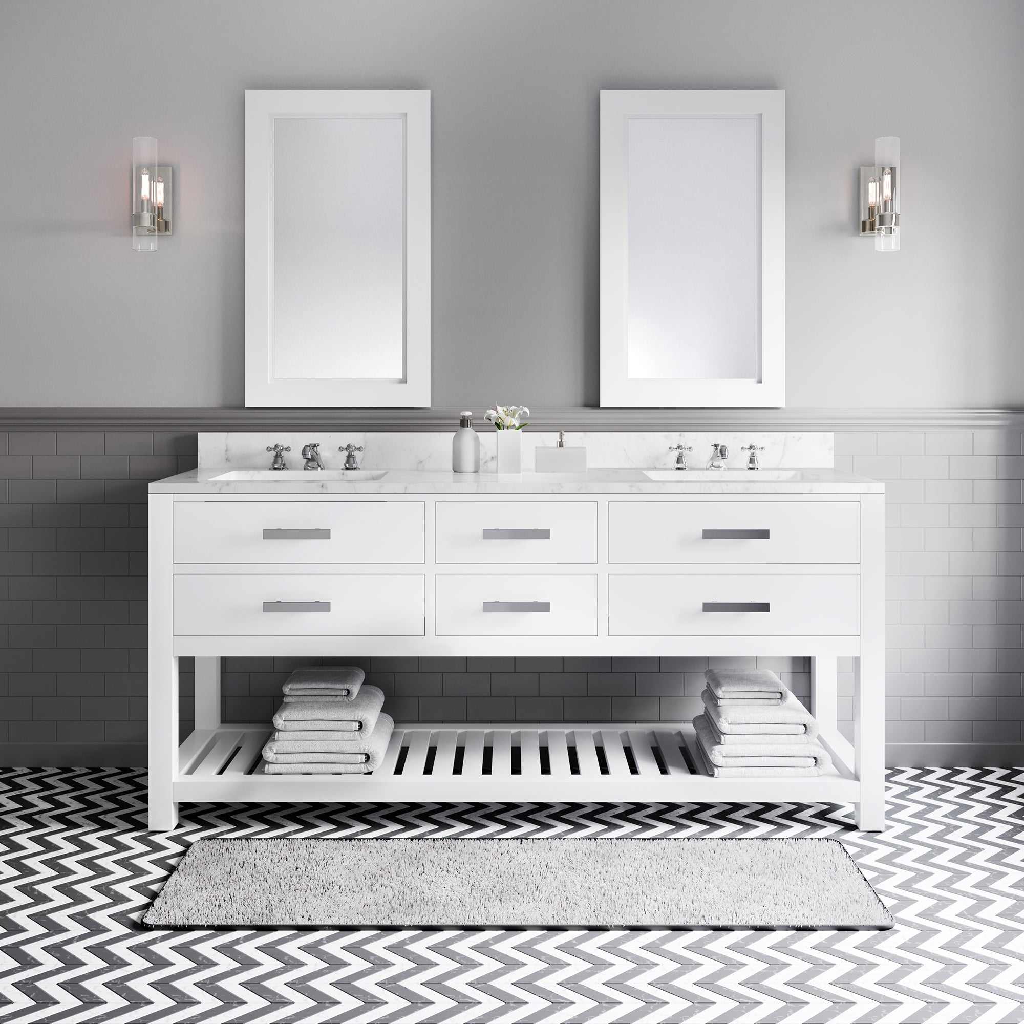 Water Creation | 72 Inch Pure White Double Sink Bathroom Vanity From The Madalyn Collection | MA72CW01PW-000000000