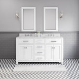 Water Creation | 60 Inch Pure White Double Sink Bathroom Vanity From The Madison Collection | MS60CW01PW-000000000