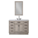Water Creation | Chestnut 48 In. Single Sink Carrara White Marble Countertop Vanity In Grey Oak with Mirror | CH48CW03GK-R21000000