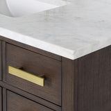 Water Creation | Chestnut 48 In. Single Sink Carrara White Marble Countertop Vanity In Brown Oak with Grooseneck Faucet | CH48CW06BK-000BL1406