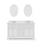 Water Creation | 60 Inch Pure White Double Sink Bathroom Vanity With Matching Framed Mirrors And Faucets From The Derby Collection | DE60CW01PW-O21BX0901