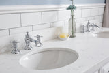 Water Creation | 60" Palace Collection Quartz Carrara Pure White Bathroom Vanity Set With Hardware And F2-0013 Faucets, Mirror in Chrome Finish | PA60QZ01PW-E18FX1301