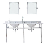 Water Creation | Embassy 72 Inch Wide Double Wash Stand, P-Trap, Counter Top with Basin, F2-0009 Faucet and Mirror included in Chrome Finish | EB72E-0109