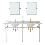 Water Creation | Empire 72 Inch Wide Double Wash Stand, P-Trap, Counter Top with Basin, F2-0012 Faucet and Mirror included in Satin Gold Finish | EP72E-0612