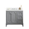 Water Creation | Queen 36-Inch Single Sink Quartz Carrara Vanity In Cashmere Grey  | QU36QZ01CG-000000000