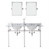 Water Creation | Empire 60 Inch Wide Double Wash Stand, P-Trap, Counter Top with Basin, F2-0009 Faucet and Mirror included in Polished Nickel (PVD) Finish | EP60E-0509