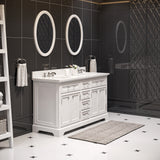 Water Creation | 60 Inch Pure White Double Sink Bathroom Vanity From The Derby Collection | DE60CW01PW-000000000