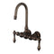 Water Creation | Vintage Classic 3.375 Inch Center Wall Mount Tub Faucet With Gooseneck Spout & Straight Wall Connector in Oil-rubbed Bronze Finish Finish With Metal Lever Handles Without Labels | F6-0014-03-AL
