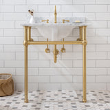 Water Creation | Embassy 30 Inch Wide Single Wash Stand, P-Trap, Counter Top with Basin, F2-0012 Faucet and Mirror included in Satin Gold Finish | EB30E-0612