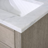 Water Creation | Chestnut 24 In. Single Sink Carrara White Marble Countertop Vanity In Grey Oak with Grooseneck Faucet and Mirror | CH24CW03GK-R21BL1403