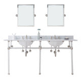 Water Creation | Empire 72 Inch Wide Double Wash Stand, P-Trap, Counter Top with Basin, F2-0013 Faucet and Mirror included in Polished Nickel (PVD) Finish | EP72E-0513