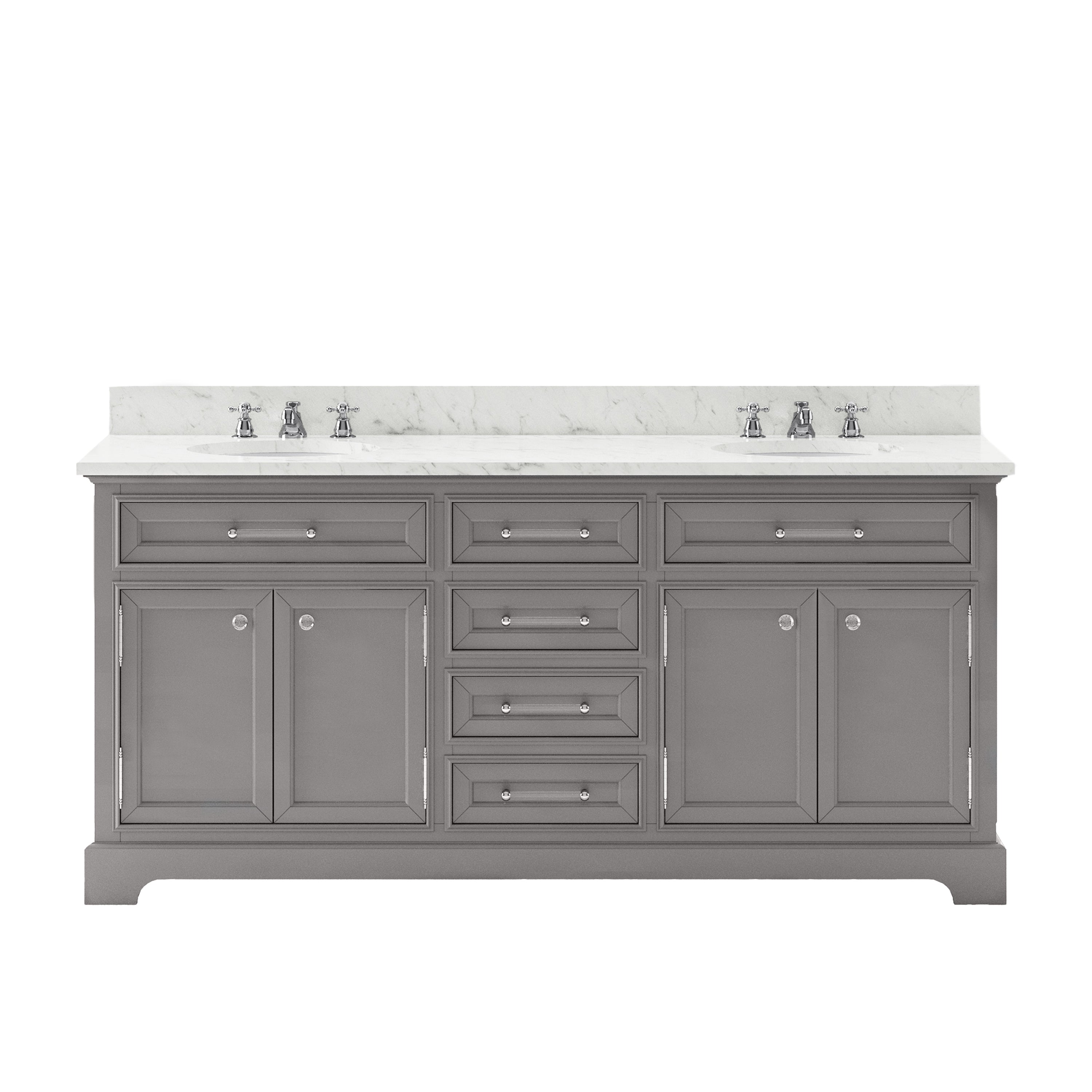 Water Creation | 72 Inch Cashmere Grey Double Sink Bathroom Vanity With Faucet From The Derby Collection | DE72CW01CG-000BX0901