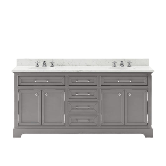 Water Creation | 72 Inch Cashmere Grey Double Sink Bathroom Vanity With Faucet From The Derby Collection | DE72CW01CG-000BX0901