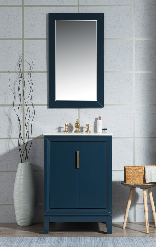 Water Creation | Elizabeth 24-Inch Single Sink Carrara White Marble Vanity In Monarch Blue  With F2-0013-06-FX Lavatory Faucet(s) | EL24CW06MB-000FX1306