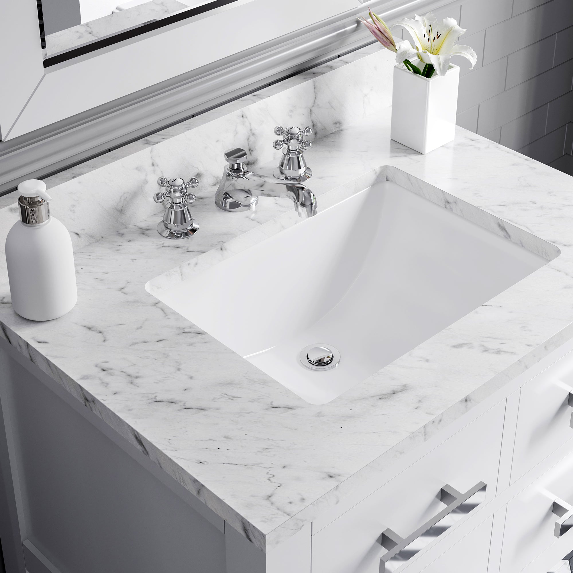 Water Creation | 30 Inch Pure White Single Sink Bathroom Vanity With Faucet From The Madalyn Collection | MA30CW01PW-000BX0901