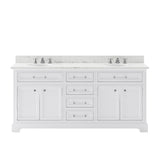 Water Creation | 72 Inch Pure White Double Sink Bathroom Vanity With Faucet From The Derby Collection | DE72CW01PW-000BX0901