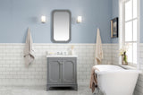 Water Creation | Queen 30-Inch Single Sink Quartz Carrara Vanity In Cashmere Grey With Matching Mirror(s) | QU30QZ01CG-Q21000000