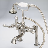 Water Creation | Vintage Classic 7 Inch Spread Deck Mount Tub Faucet With 6 Inch Risers & Handheld Shower in Polished Nickel (PVD) Finish With Metal Lever Handles Without Labels | F6-0006-05-AL