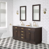 Water Creation | Chestnut 72 In. Double Sink Carrara White Marble Countertop Vanity In Brown Oak | CH72CW06BK-000000000