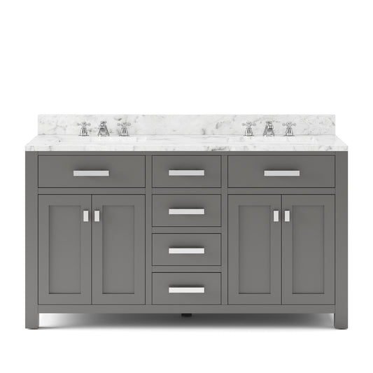 Water Creation | 60 Inch Cashmere Grey Double Sink Bathroom Vanity From The Madison Collection | MS60CW01CG-000000000